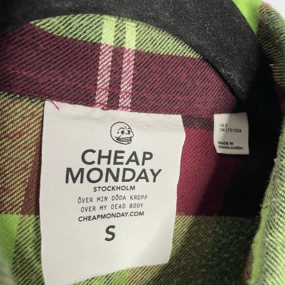 Cheap Monday Plaid Flannel Button-Down Shirt Long Sleeve Small - Picture 4 of 4